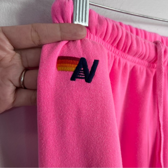 Aviator Nation 4 Heart Stitch Sweatpants Neon Pink Sz M - Picture 3 of 7